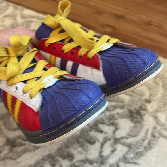 Adidas Superstar 2 Sneakers Boys Size 4.5 Red Purple Colorful Casual Shoes - Picture 9 of 10